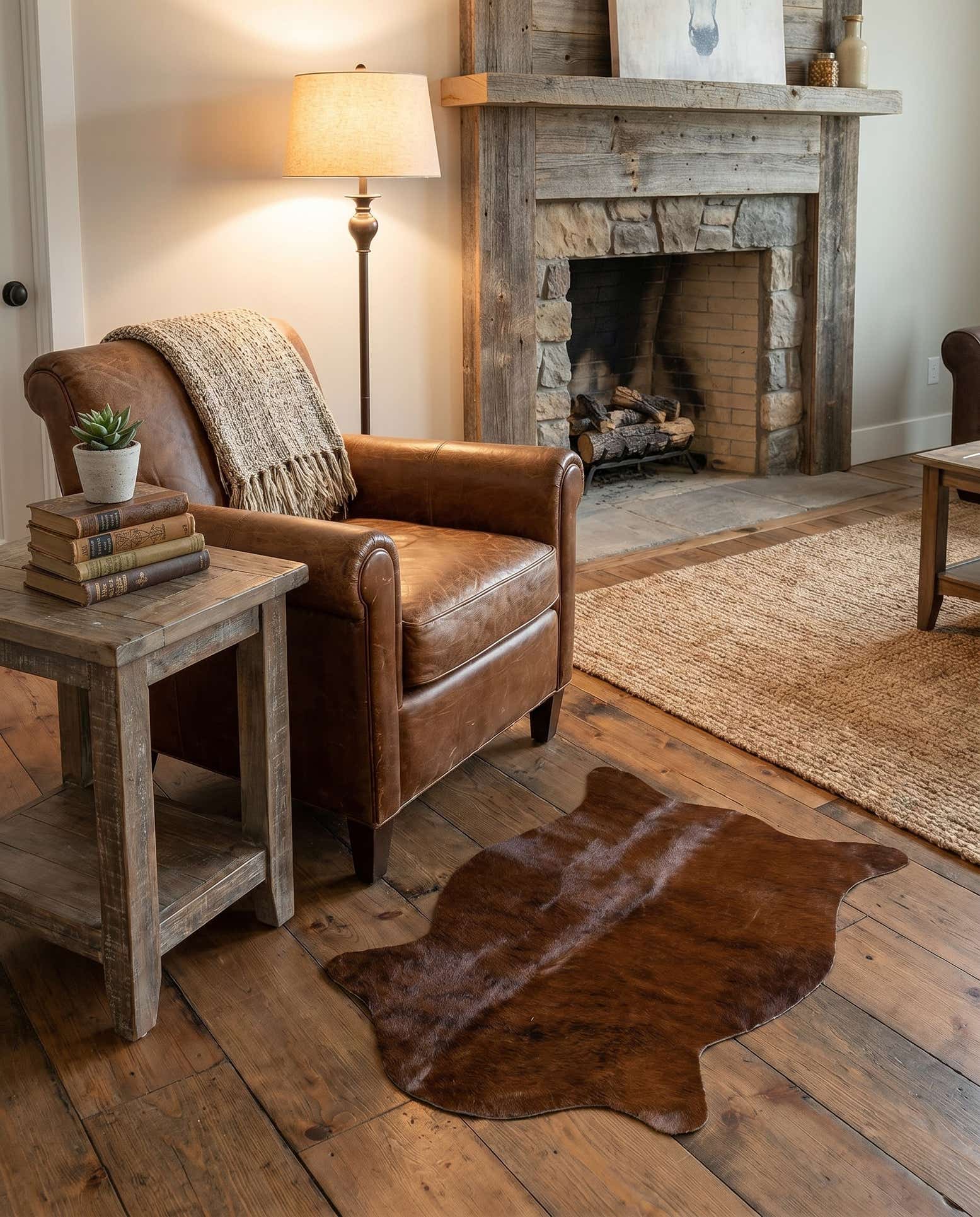 1' 8 x 2' 5 Cowhide Leather Rug
