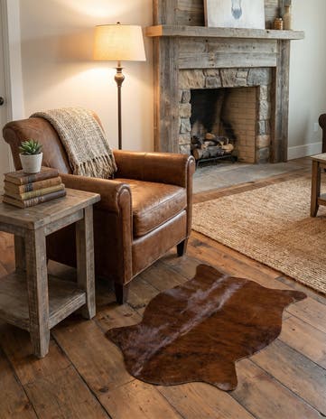 1' 8 x 2' 5 Cowhide Leather Rug