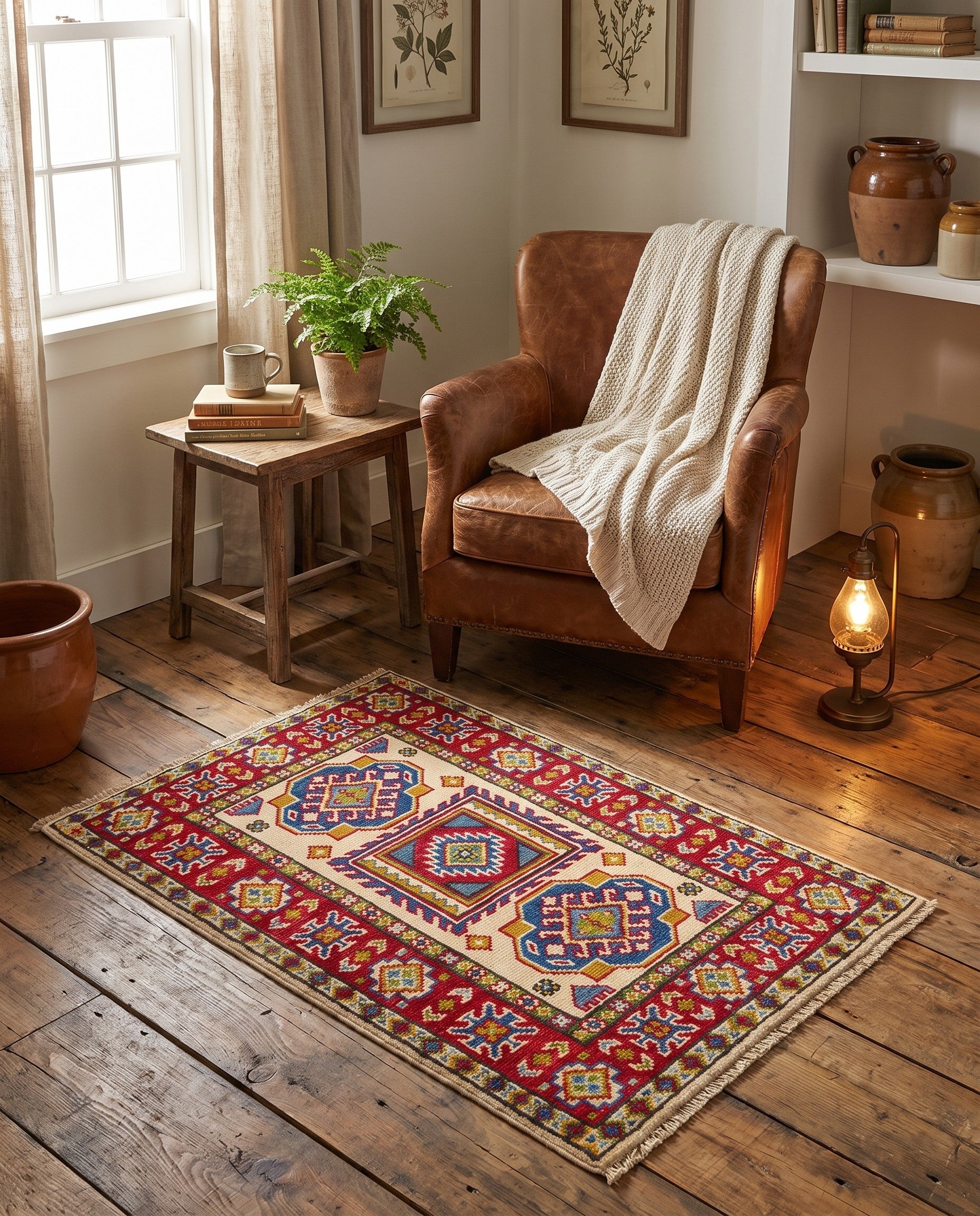 2' x 3' 1 Hand Knotted Kazak Rug