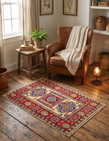 2' x 3' 1 Hand Knotted Kazak Rug