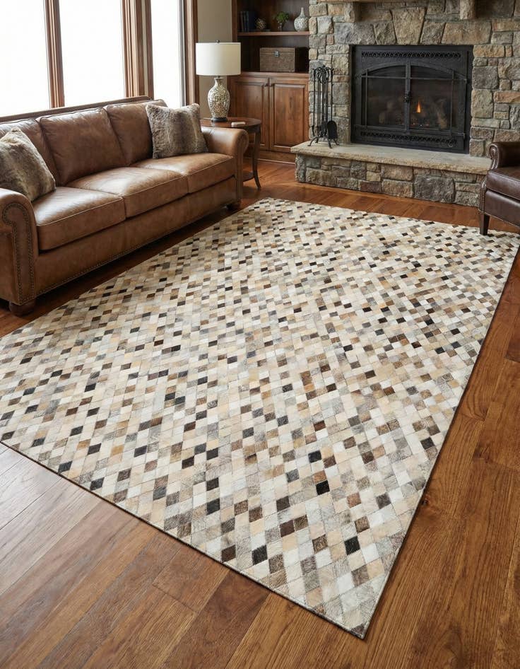 Detail image of 6' 7 x 9' 11 Cowhide Stocks Rug