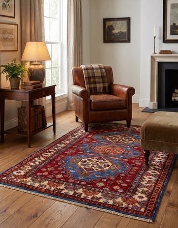 3' 5 x 5' Hand Knotted Kazak Rug