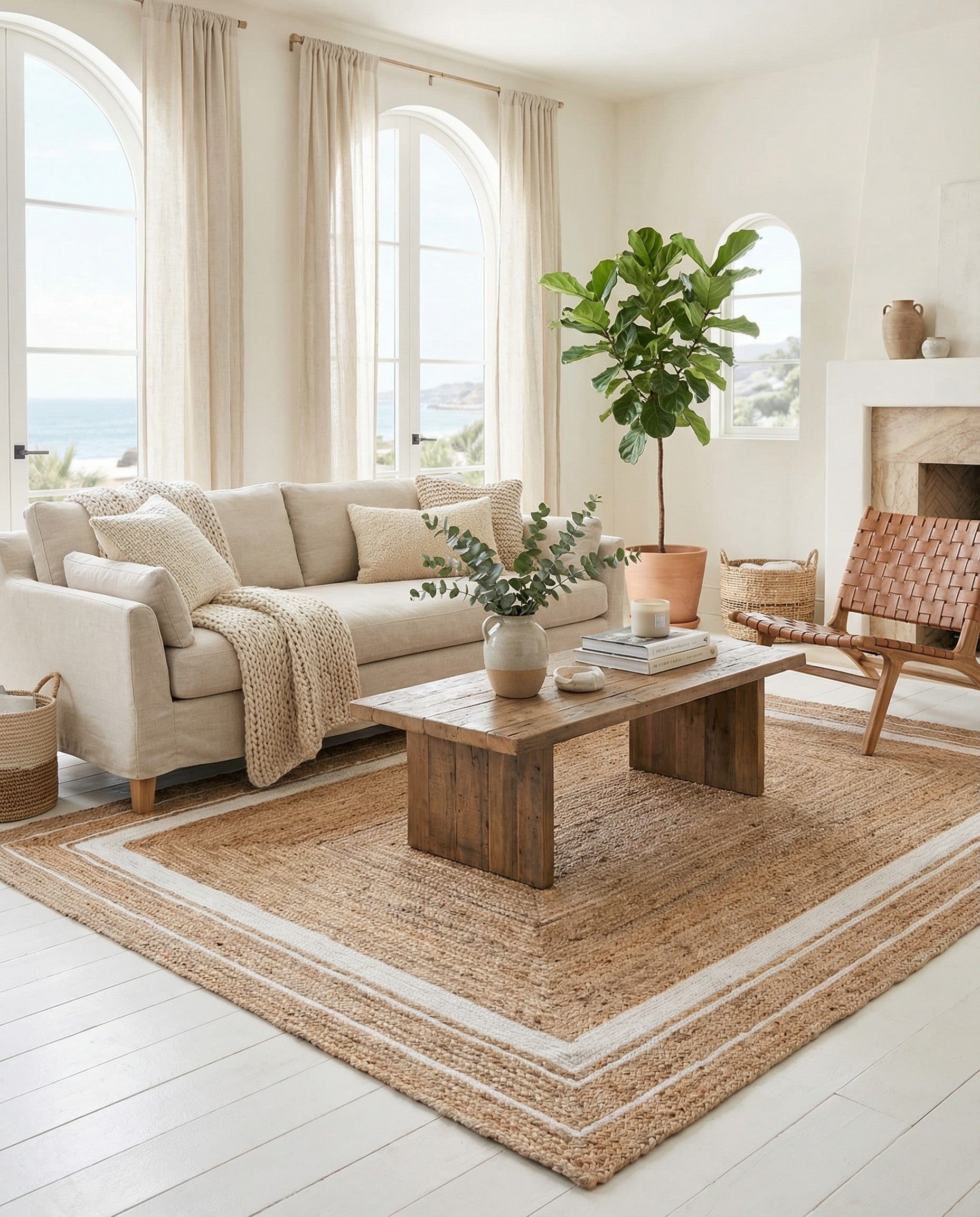 8' x 10' Handmade Braided Jute Rug