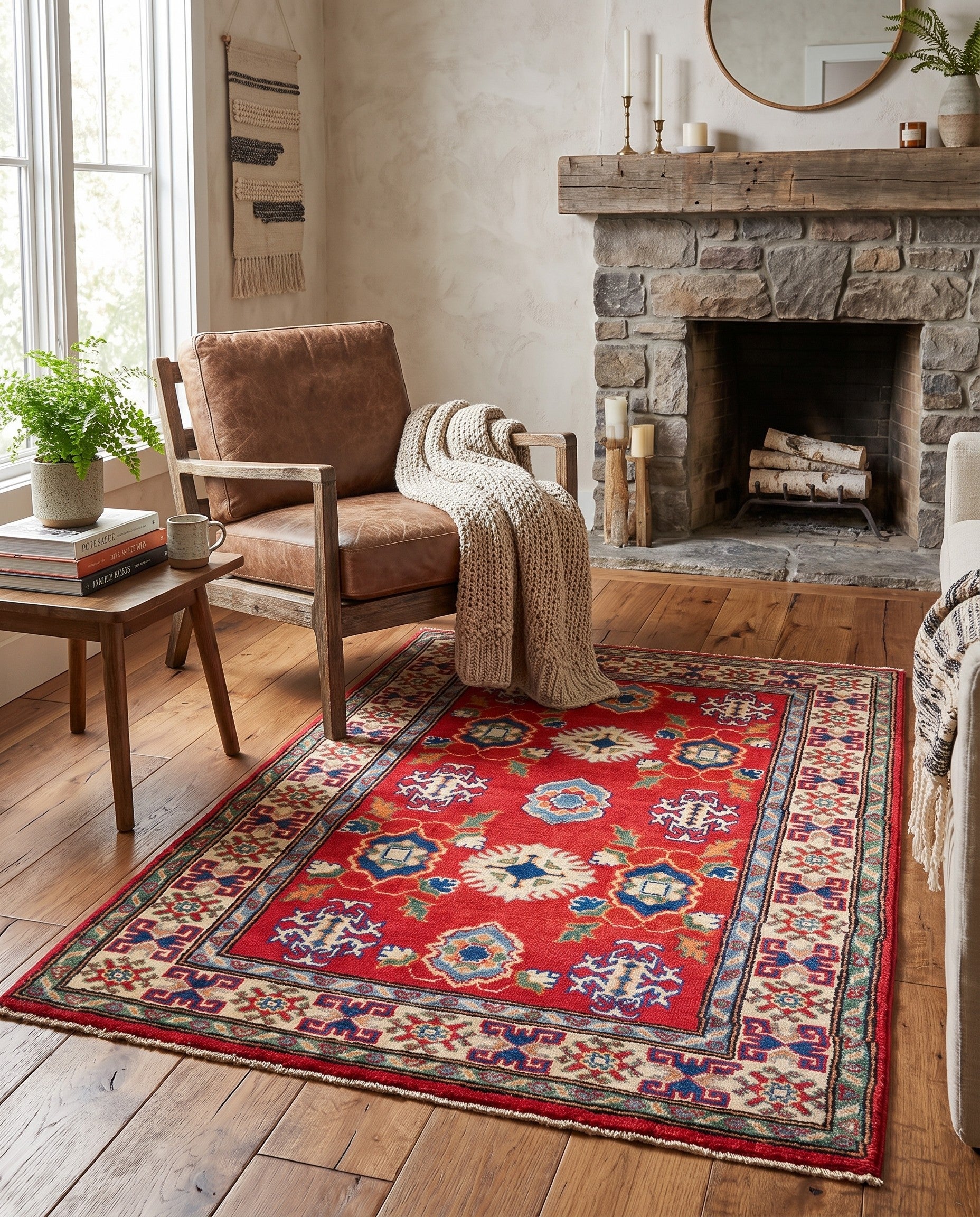 3' 2 x 4' 11 Hand Knotted Kazak Rug