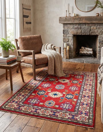 3' 2 x 4' 11 Hand Knotted Kazak Rug