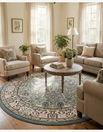 7' 10 x 8' Nain Design Round Rug