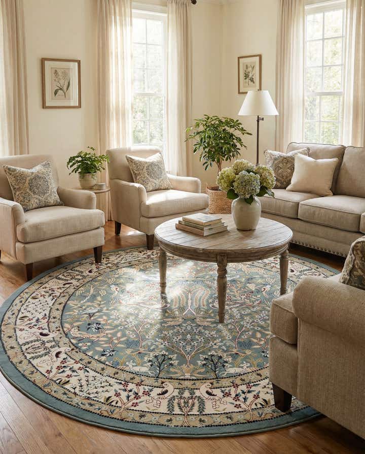 7' 10 x 8' Nain Design Round Rug
