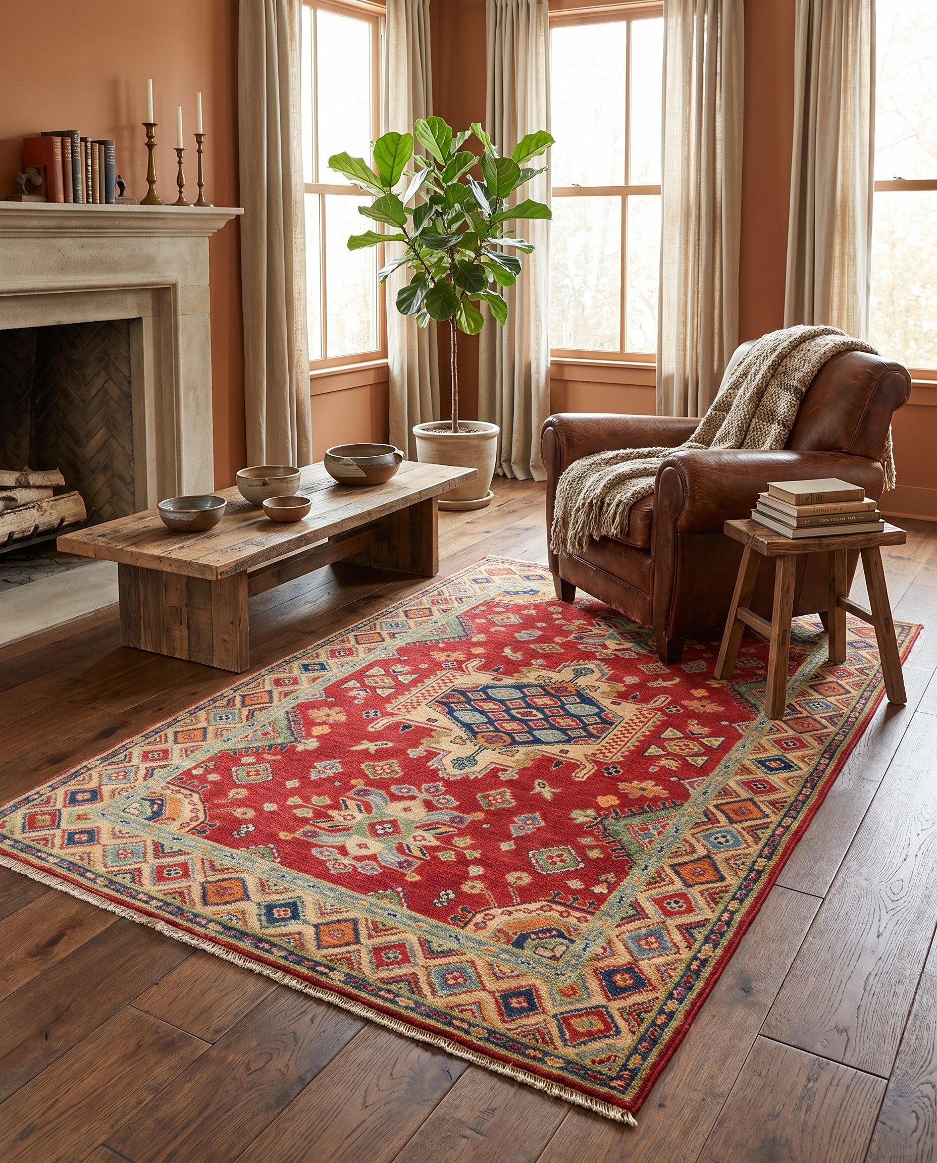 4' 1 x 5' 11 Hand Knotted Kazak Rug
