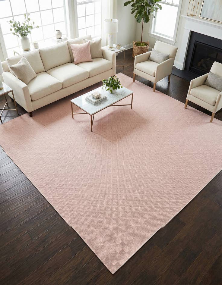 Detail image of 12' x 12'  Hand Woven Geo Trellis Flatweave Square Rug