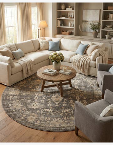 Gray Oregon Round Rug