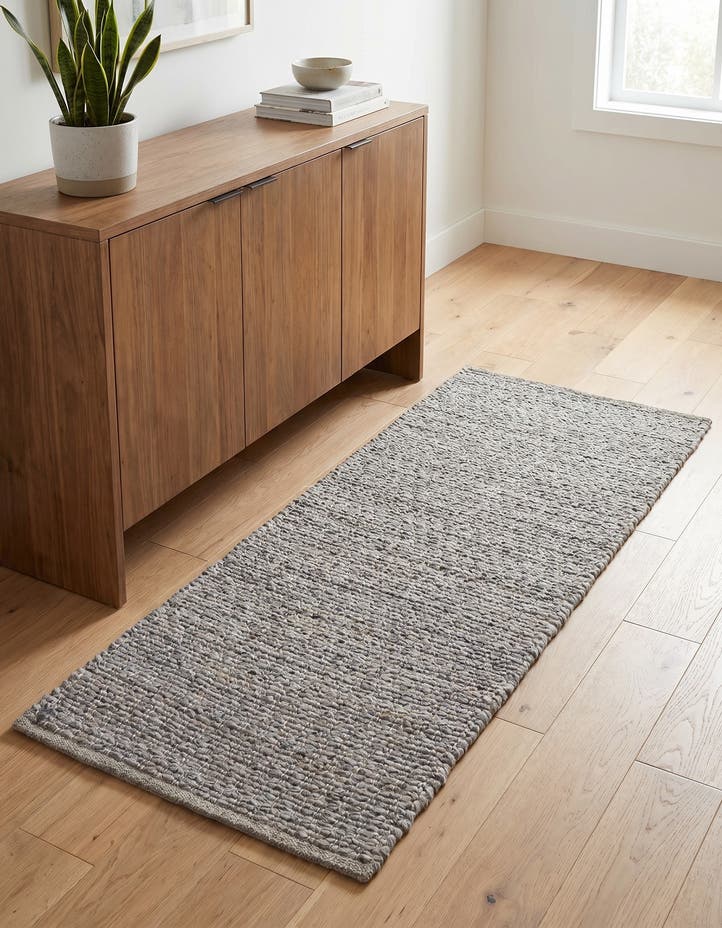 2' x 4' 1 Hand Woven Lattice Wool Runner Rug