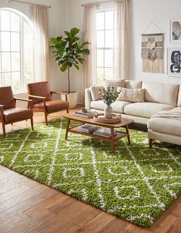 Green Lattice Shag Rug