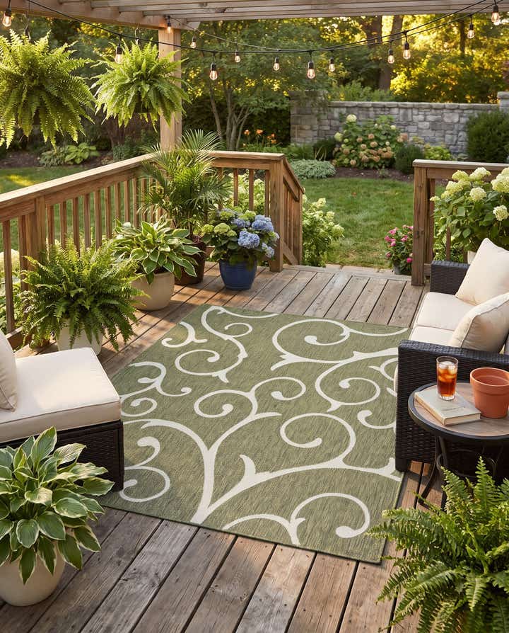 155cm x 215cm Facile à nettoyer Botanical Tapis Intérieur / Extérieur