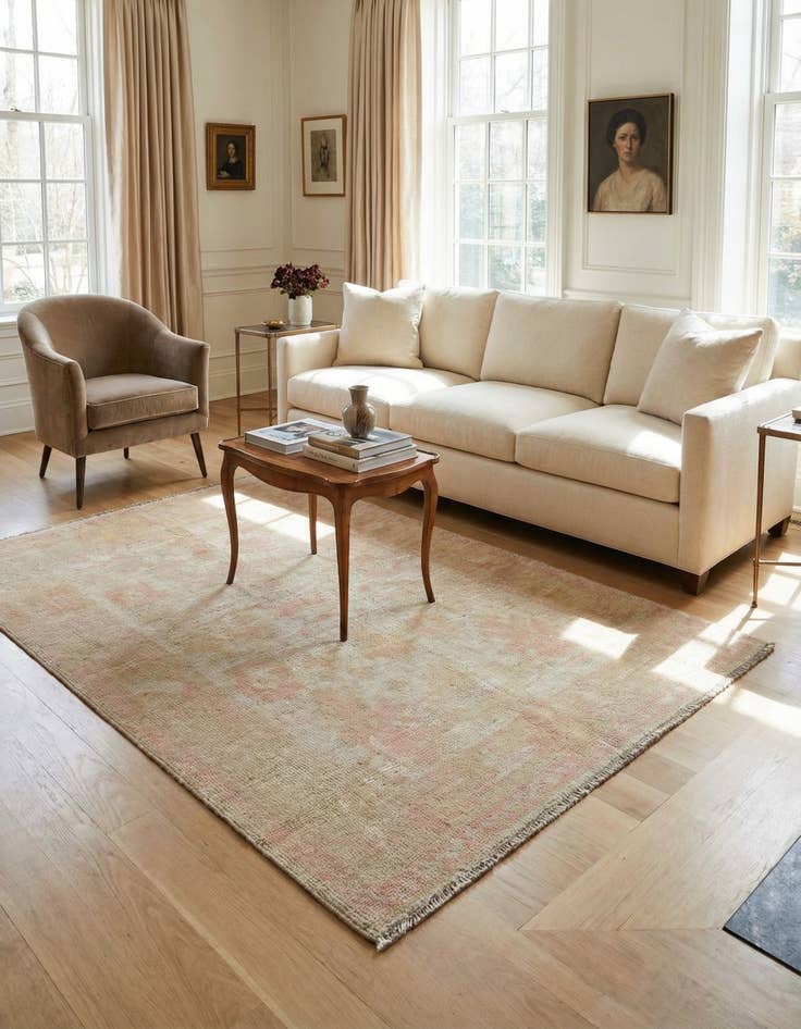 Detail image of 4' 2 x 6' 1 Hand Knotted Oushak Wool Rug