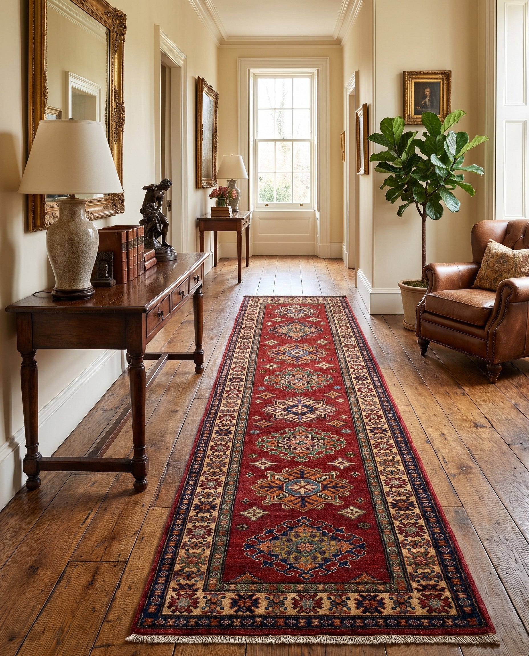 2' 9 x 9' 9 Hand Knotted Kazak Runner Rug
