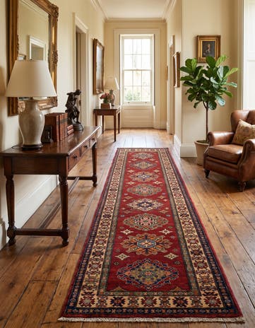 2' 9 x 9' 9 Hand Knotted Kazak Runner Rug