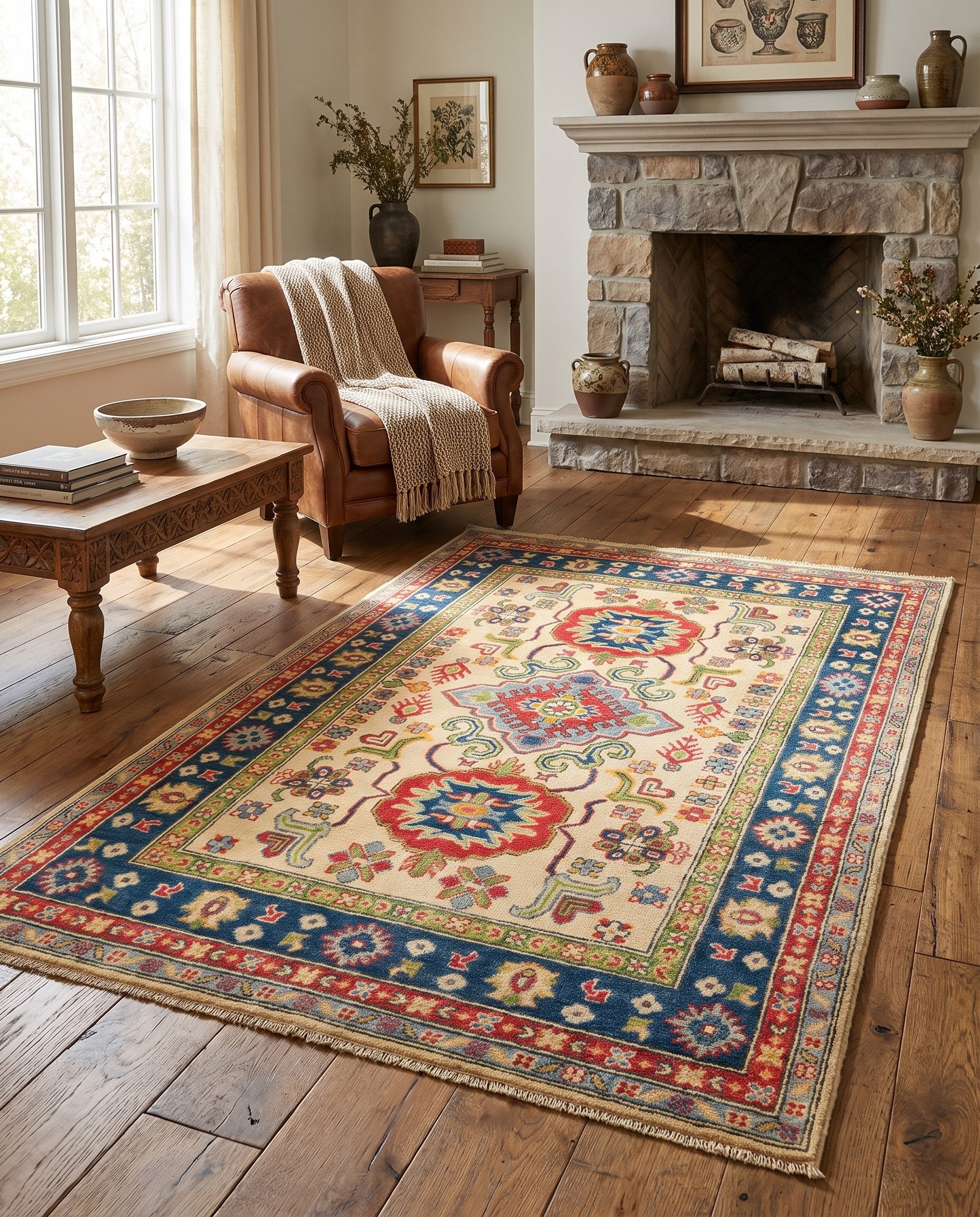 3' 11 x 6' 2 Hand Knotted Kazak Rug
