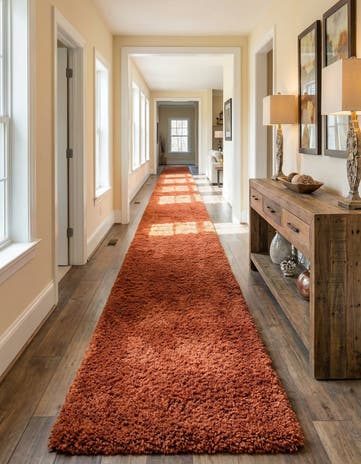2' 7 x 19' 8 Solid Shag Runner Rug