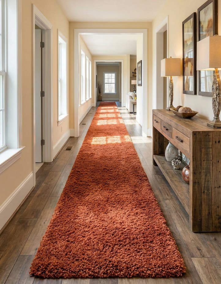 2' 7 x 19' 8 Solid Shag Runner Rug