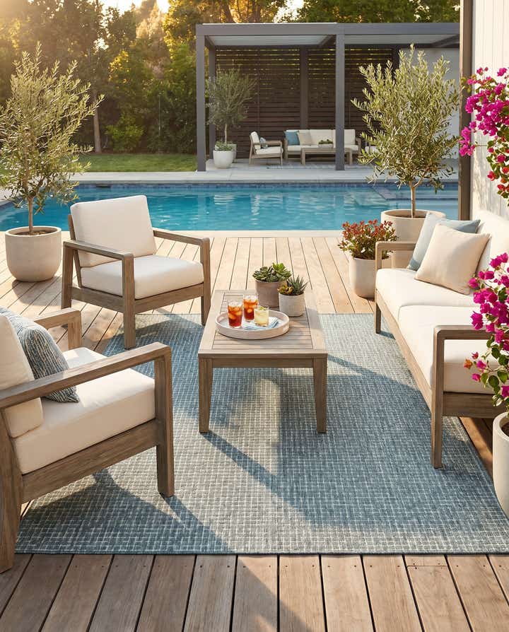 6' x 9' Easy-Clean Checkered Indoor / Outdoor Rug