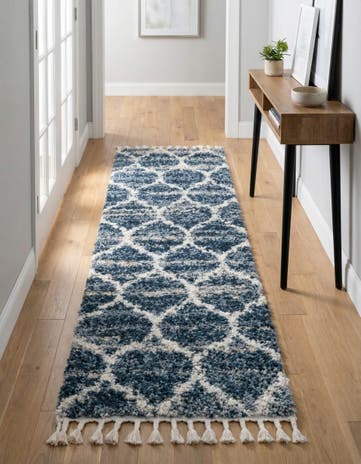 Blue Athena Shag Runner Rug