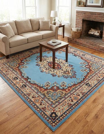 Light Blue Amaya Square Rug
