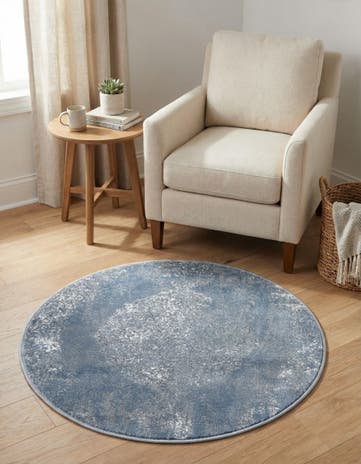 Blue Oregon Round Rug