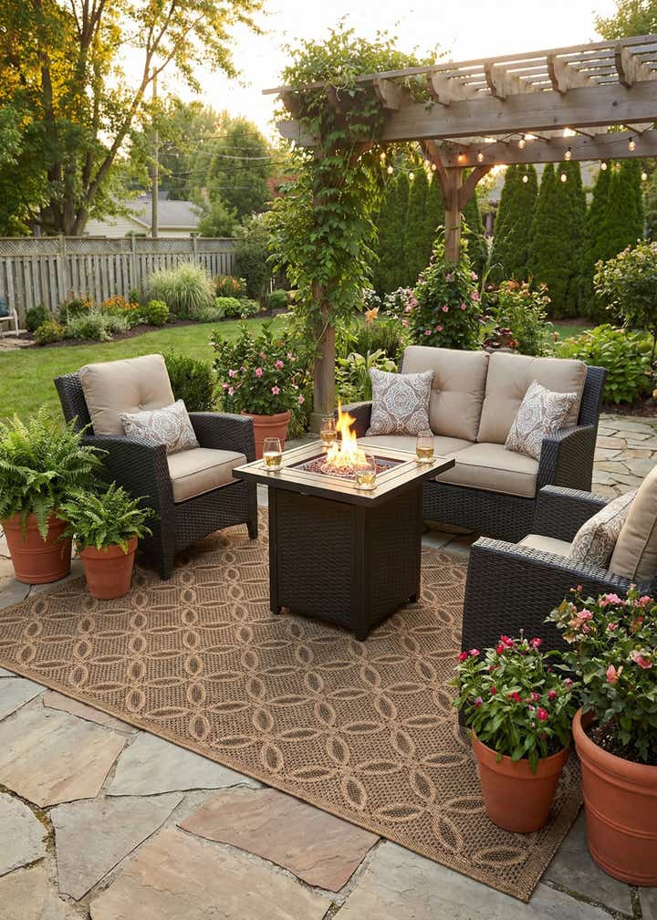 5' 3 x 8' Easy-Clean Trellis Indoor / Outdoor Rug