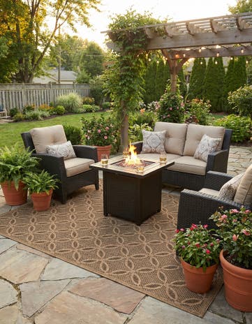 5' 3 x 8' Easy-Clean Lattice Indoor / Outdoor Rug