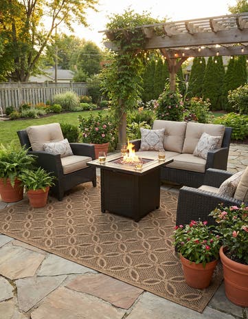 5' 3 x 8' Easy-Clean Lattice Indoor / Outdoor Rug