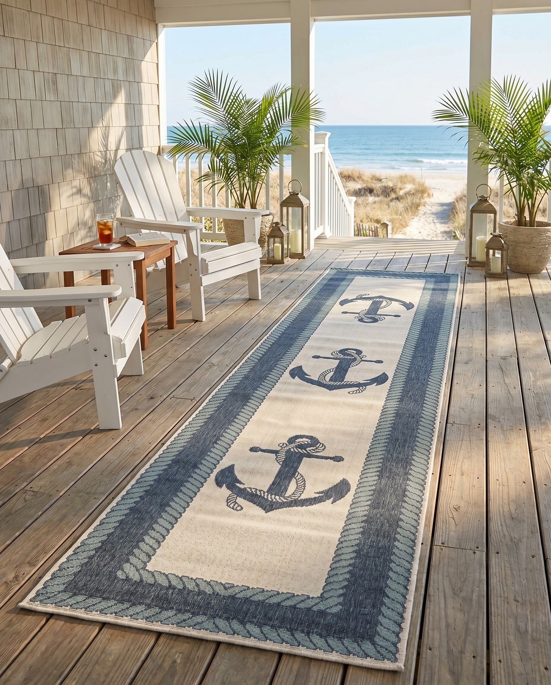 2' 7 x 12' Easy-Clean Coastal Indoor / Outdoor Runner Rug