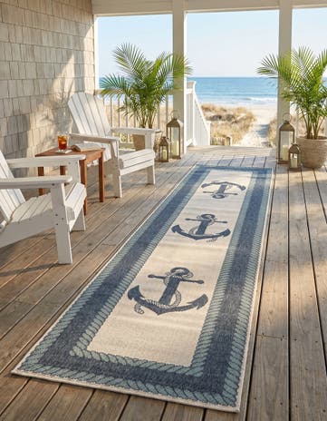 2' 7 x 12' Easy-Clean Coastal Indoor / Outdoor Runner Rug