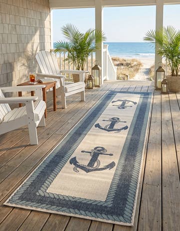 2' 7 x 12' Easy-Clean Coastal Indoor / Outdoor Runner Rug