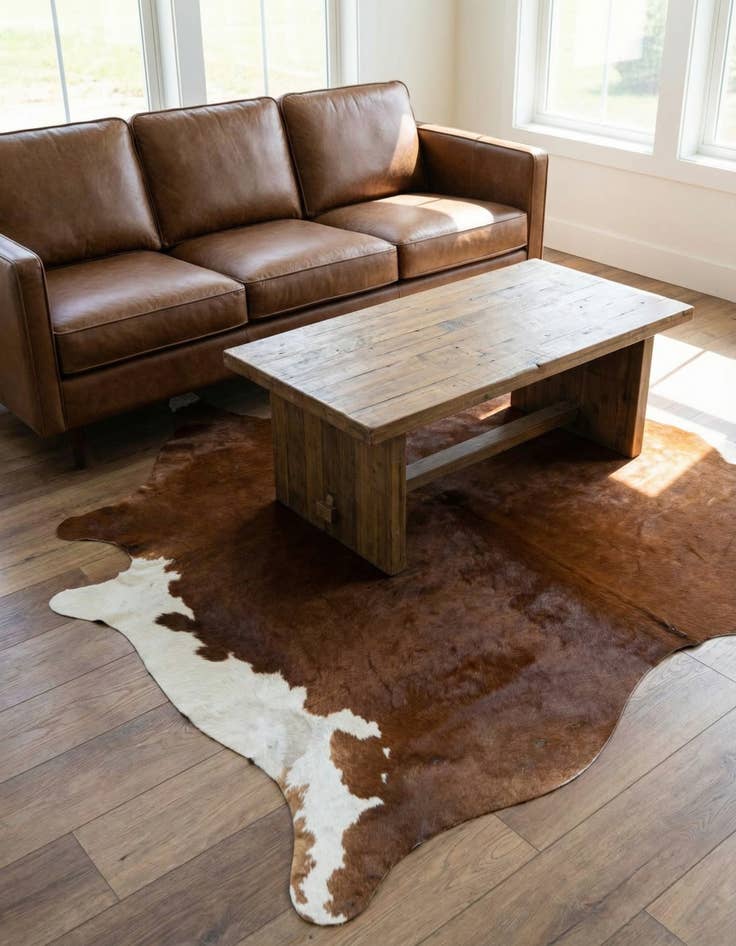 Detail image of 6' 2 x 6' 8 Cowhide Leather Square Rug