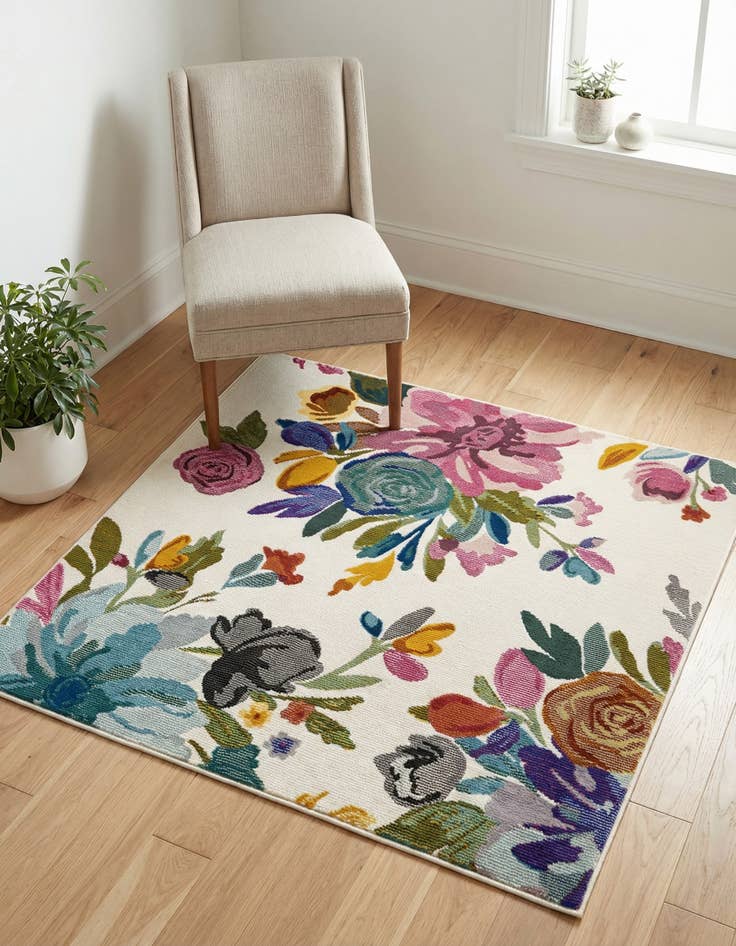 Detail image of 3' 3 x 3' 3 Blossom Square Rug