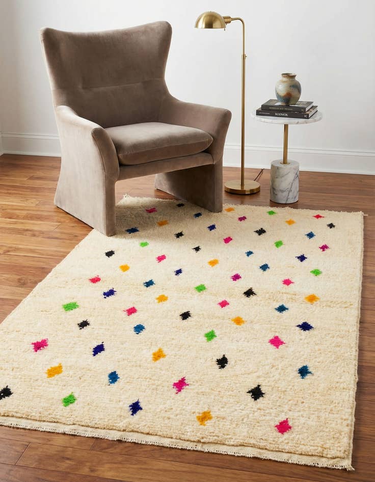 Detail image of 3' 6 x 4' 11 Hand Knotted Moroccan Wool Rug