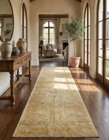 2' 9 x 12' 11 Hand Knotted Oushak Wool Runner Rug