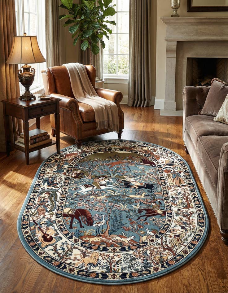 Detail image of 4' 1 x 6' 1 Nain Design Oval Rug