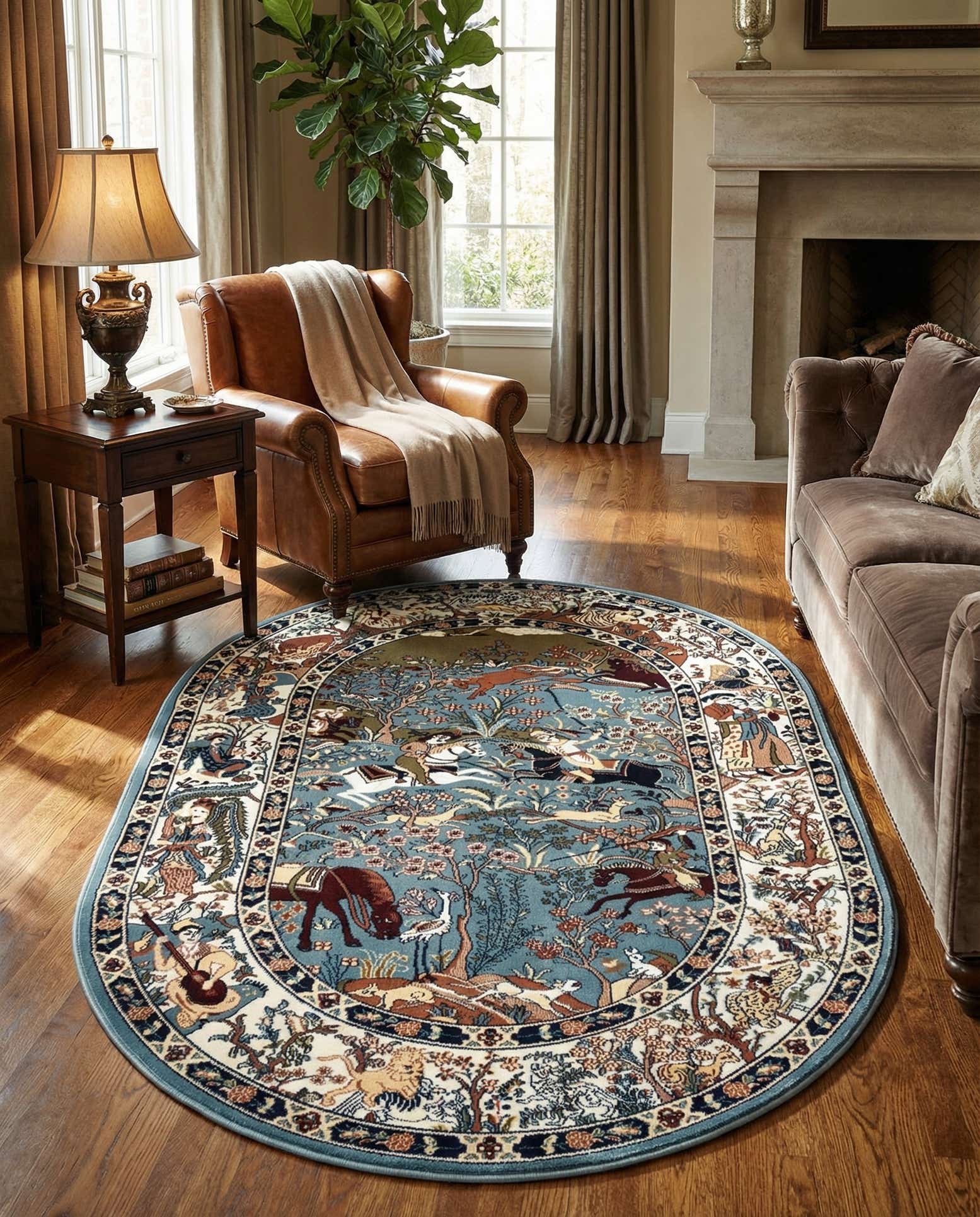 4' 1 x 6' 1 Nain Design Oval Rug