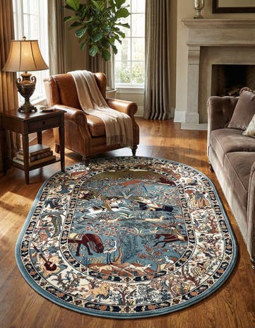 4' 1 x 6' 1 Nain Design Oval Rug