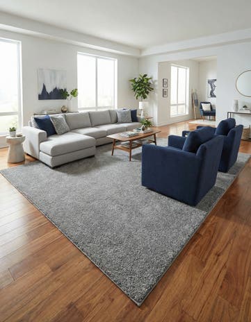 Gray Solid Frieze Rug