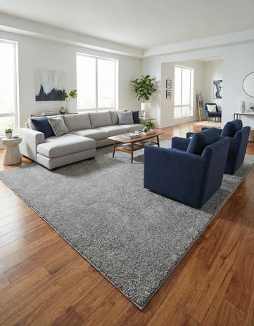 Gray Solid Frieze Rug