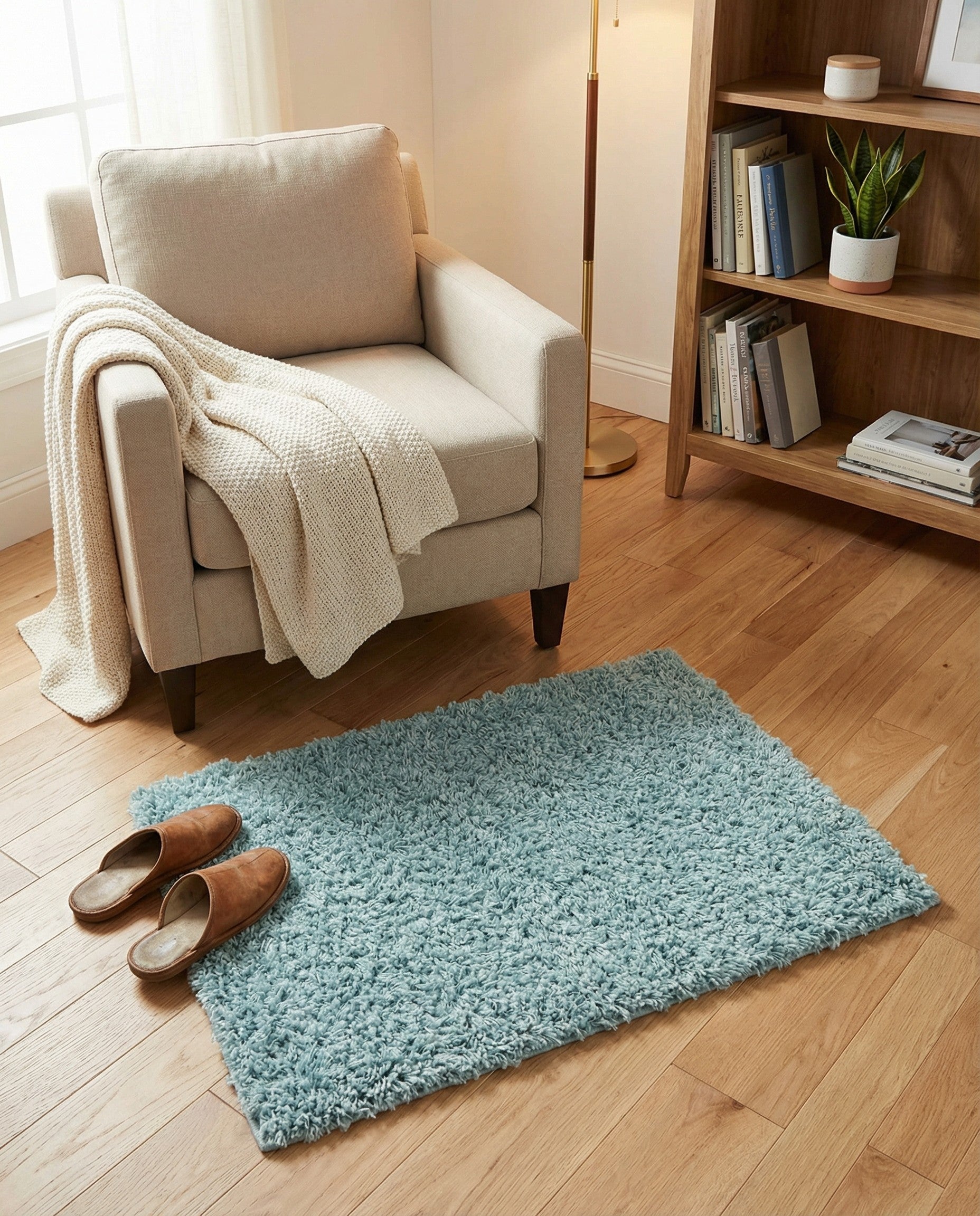  2' x 3' Solid Shag Rug