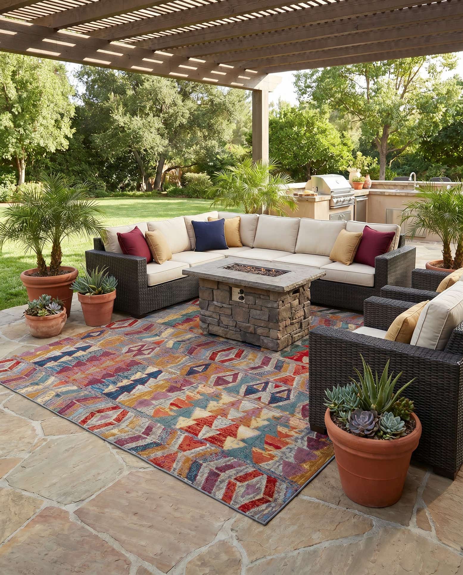 10' x 10' Easy-Clean Modern Indoor / Outdoor Square Rug