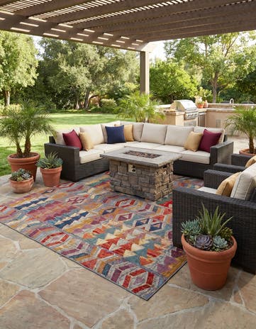 10' x 10' Easy-Clean Modern Indoor / Outdoor Square Rug