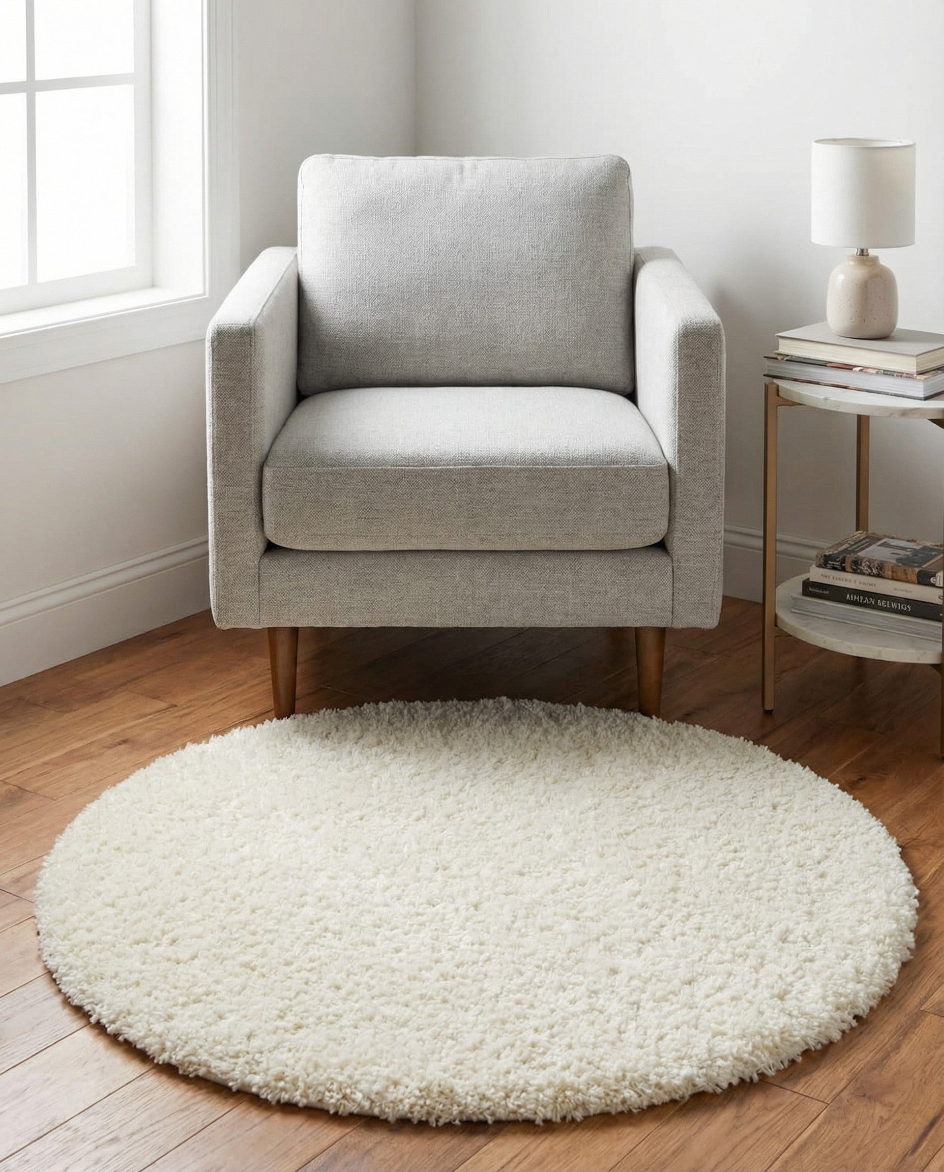 3' x 3' Solid Shag Round Rug