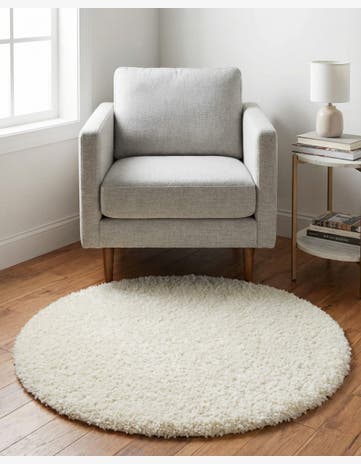 3' x 3' Solid Shag Round Rug
