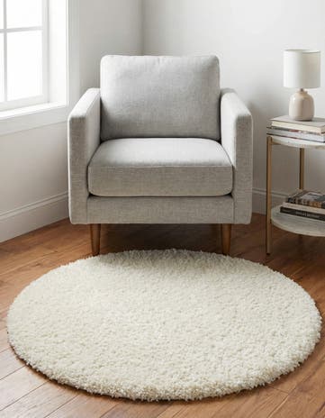 3' x 3' Solid Shag Round Rug