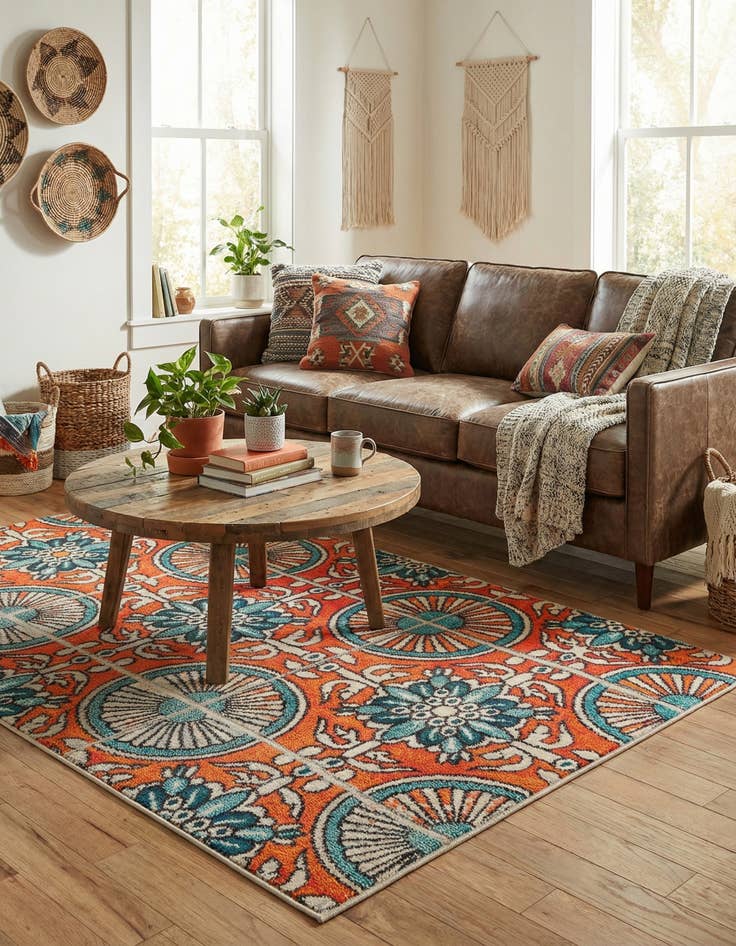 Detail image of  5' x 8'  Washable Hyacinth Rug