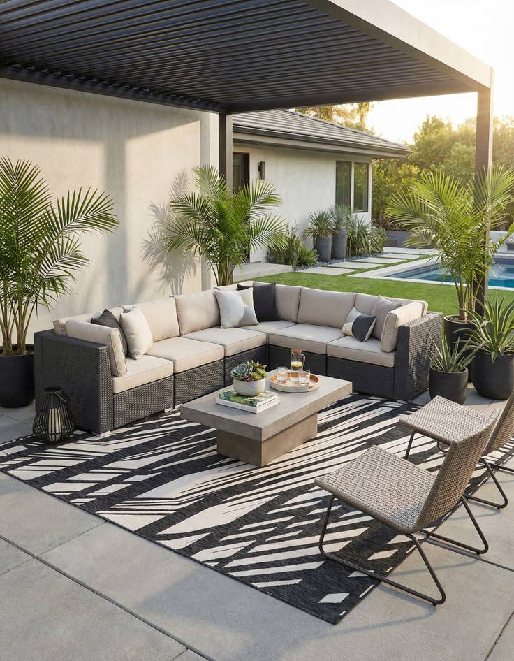 Detail image of 10' x 10'  Washable Modern Indoor / Outdoor Square Rug